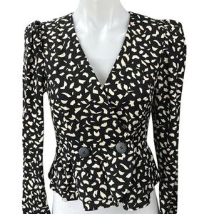 & Other Stories Black and Cream Abstract Structured Top Size 4